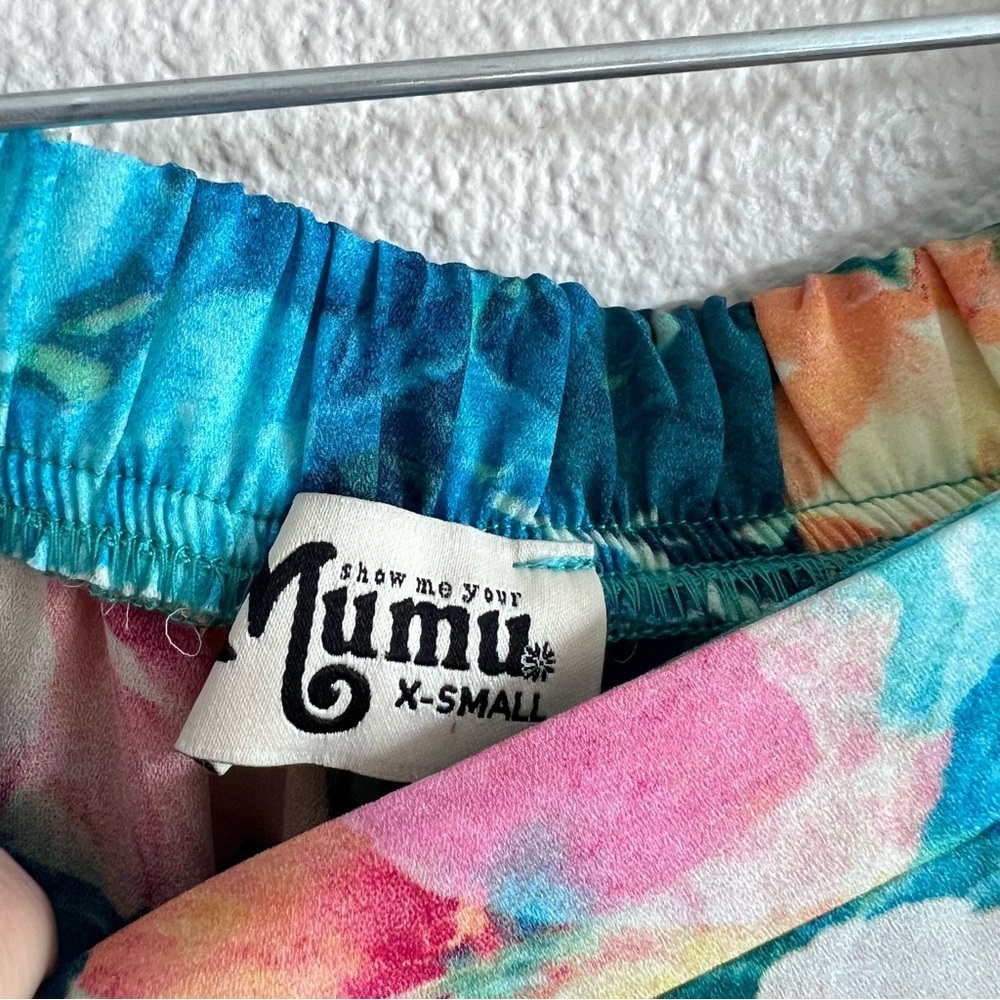 Show Me Your Mumu‎ Tropical Floral Palazzo Pants Blue Pink Hibiscus Boho Resort - Picture 6 of 14